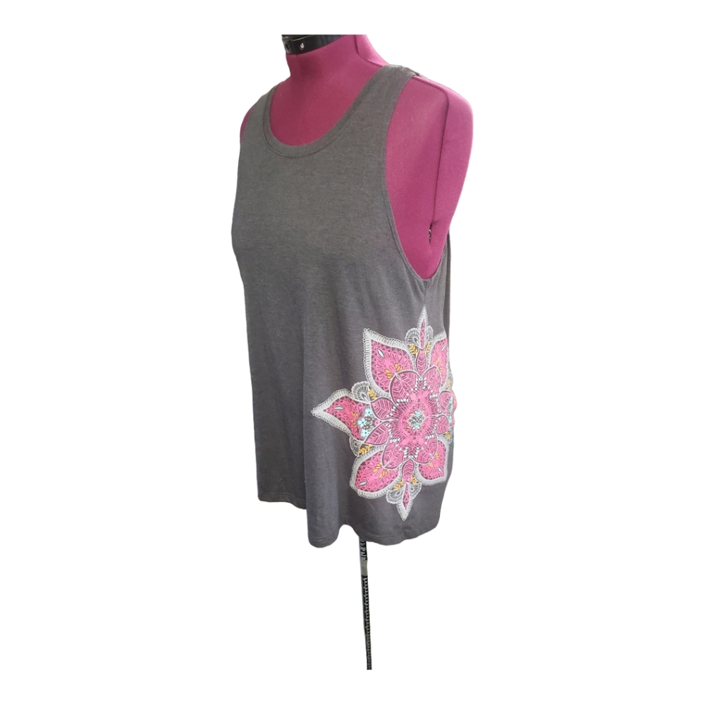 Mossimo.Floral Print. Tank Top. XXL. Open back. Gray. (Sku471)
